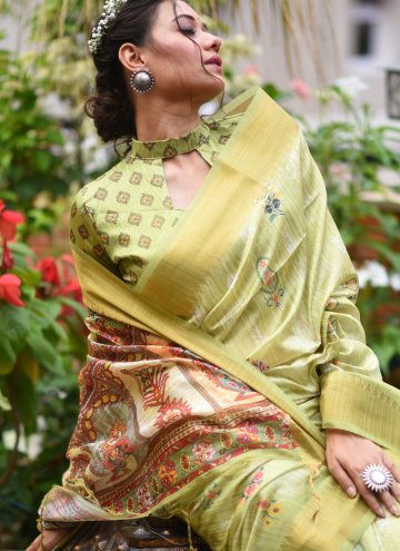 Amazing Sea Green Silk Woven Trendy Saree