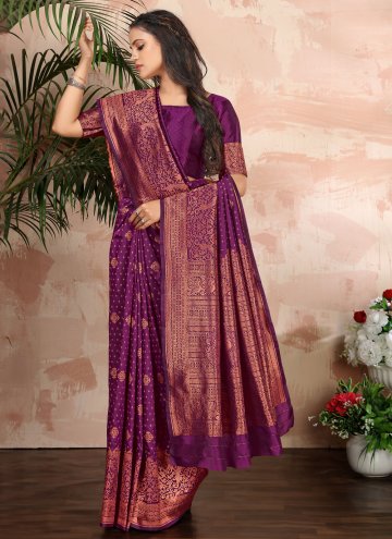 Amazing Woven Banarasi Purple Trendy Saree