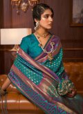 Amazing Woven Handloom Silk Green Trendy Saree - 1