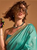 Amazing Woven Handloom Silk Rama Trendy Saree - 1