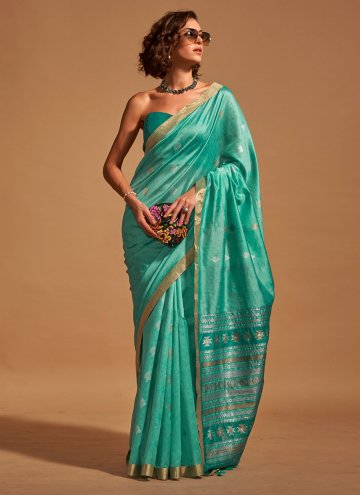Amazing Woven Handloom Silk Rama Trendy Saree