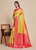 Amazing Woven Kanjivaram Silk Yellow Contemporary Saree - 1