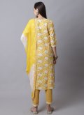 Amazing Yellow Cotton  Embroidered Salwar Suit for Festival - 1
