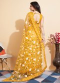 Amazing Yellow Net Embroidered Contemporary Saree - 2