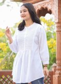 Aqua Blue Casual Kurti in Cotton  with Buttons - 1