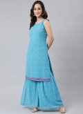 Aqua Blue color Printed Georgette Salwar Suit - 2