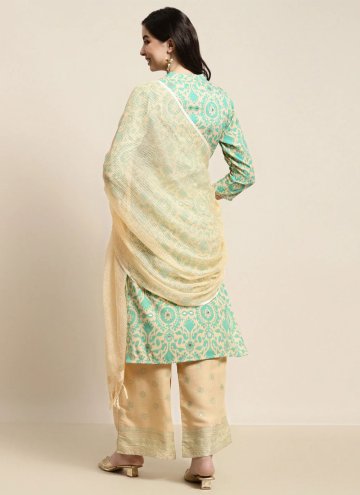 Aqua Blue color Rayon Salwar Suit with Floral Print