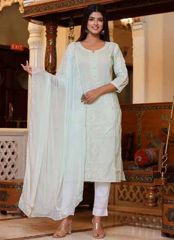 Aqua Blue Cotton  Lucknowi Work Readymade Style for Casual