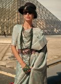 Aqua Blue Handloom Silk Woven Classic Designer Saree for Ceremonial - 1