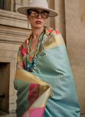 Aqua Blue Handloom Silk Woven Designer Saree - 1