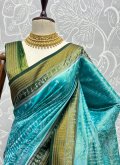 Aqua Blue Silk Woven Trendy Saree - 1
