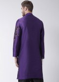Art Dupion Silk Angarkha in Violet Enhanced with Embroidered - 1