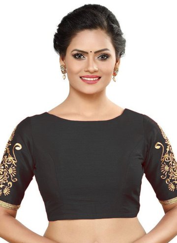 Art Dupion Silk Designer Blouse in Black Enhanced with Embroidered