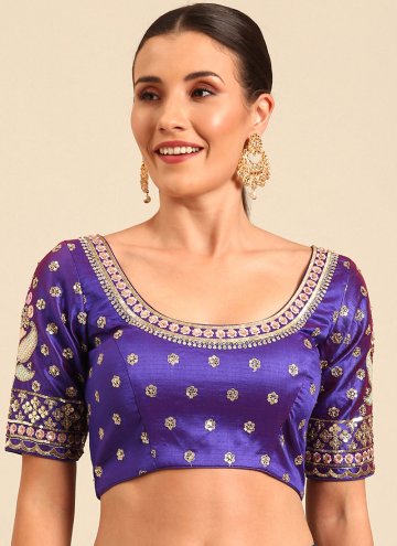 Art Dupion Silk Designer Blouse in Purple Enhanced