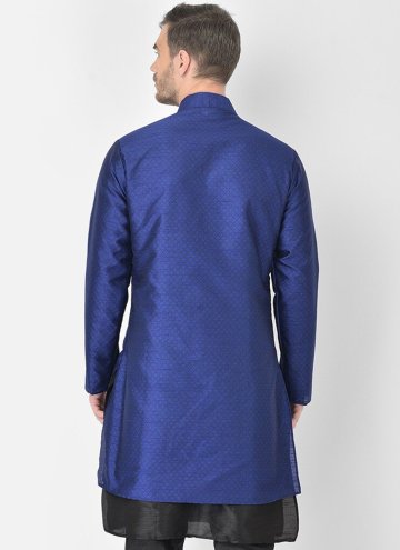 Art Dupion Silk Jacket Style in Blue Enhanced with Fancy work