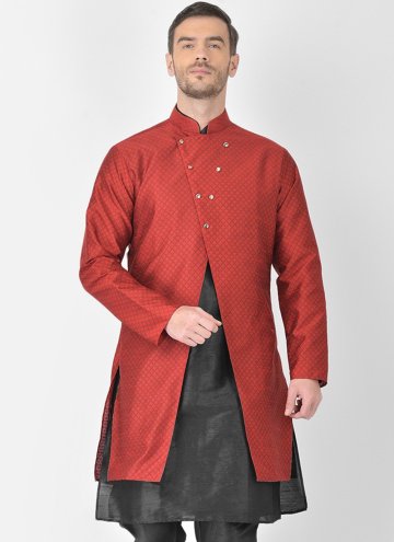 Art Dupion Silk Jacket Style in Maroon Enhanced with Fancy work