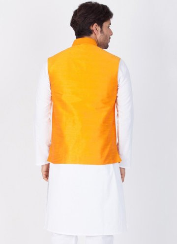 Art Dupion Silk Nehru Jackets in Yellow Enhanced with Buttons