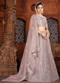 Art Silk A Line Lehenga Choli in Lavender Enhanced with Embroidered - 2