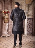 Art Silk Indo Western in Black Enhanced with Fancy work - 3