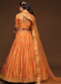 Art Silk Lehenga Choli in Orange Enhanced with Embroidered - 1
