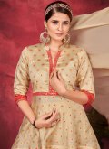 Art Silk Salwar Suit in Beige Enhanced with Woven - 2