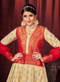 Art Silk Salwar Suit in Cream Enhanced with Woven - 2