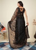Attractive Black Chinon Embroidered Designer Saree for Ceremonial - 2