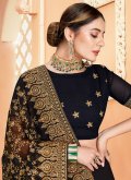 Attractive Black Georgette Embroidered Contemporary Saree for Ceremonial - 1