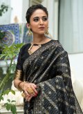 Attractive Black Tussar Silk Woven Trendy Saree for Festival - 1