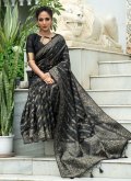 Attractive Black Tussar Silk Woven Trendy Saree for Festival - 2