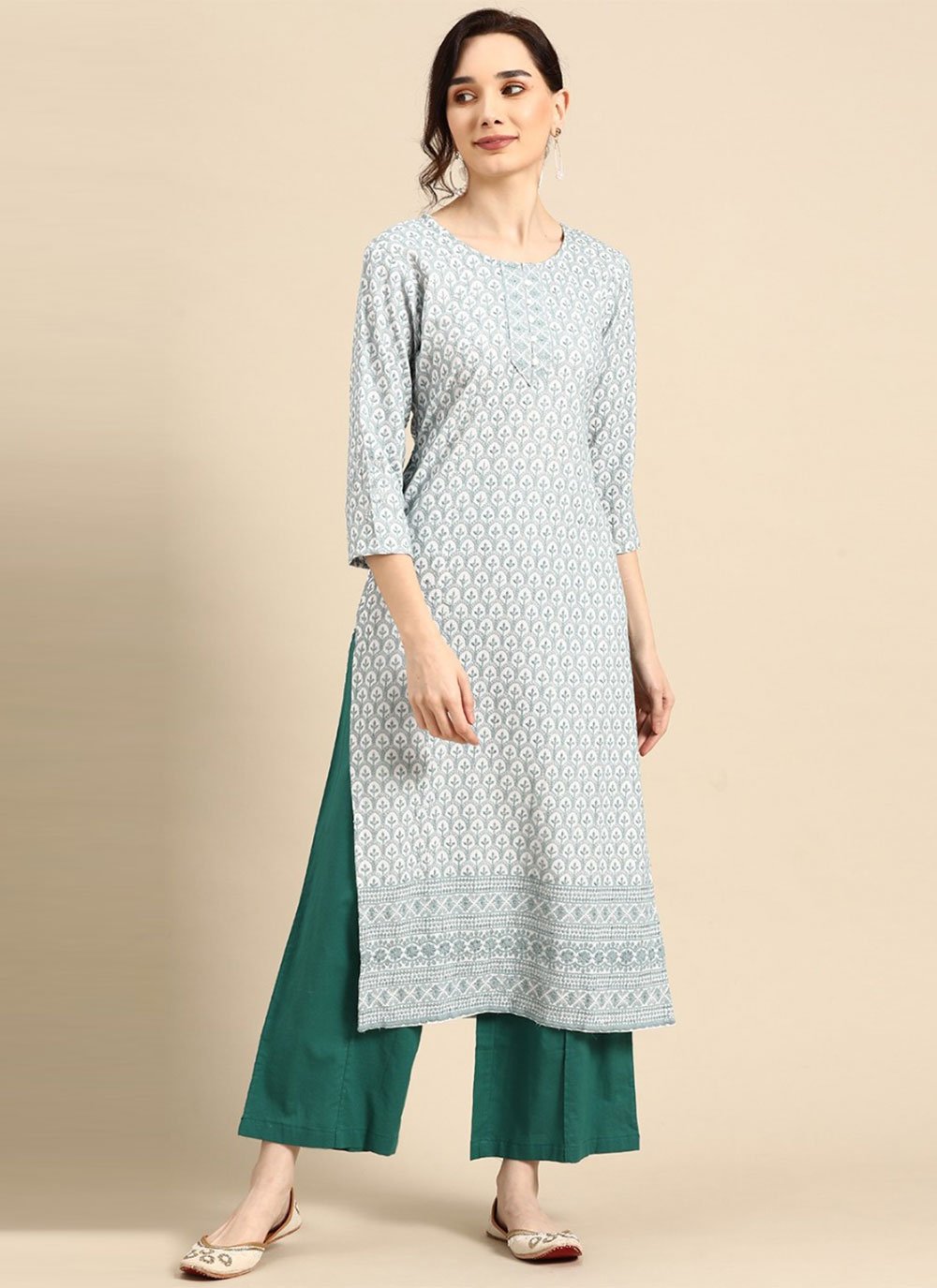 Attractive Blue Rayon Embroidered Party Wear Kurti