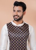 Attractive Brown and White Banarasi Fancy work Kurta Pyjama - 4