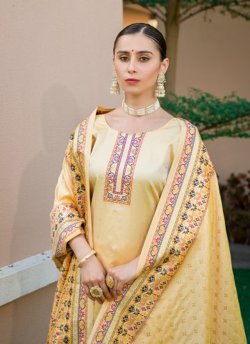 Attractive Cream Pashmina Woven Pant Style Suit