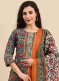 Attractive Embroidered Cotton  Multi Colour Pant Style Suit - 1