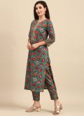 Attractive Embroidered Cotton  Multi Colour Pant Style Suit - 2