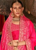 Attractive Embroidered Fancy Fabric Beige and Pink Designer Saree - 1