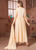 Attractive Embroidered Faux Georgette Cream Gown - 2