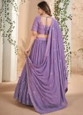 Attractive Embroidered Faux Georgette Purple A Line Lehenga Choli - 2