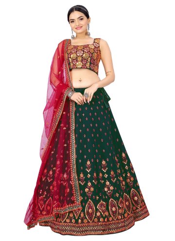 Attractive Embroidered Georgette Green Lehenga Cho