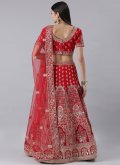 Attractive Embroidered Silk Red A Line Lehenga Choli - 1
