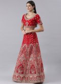 Attractive Embroidered Silk Red A Line Lehenga Choli - 2