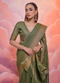 Attractive Green Cotton  Woven Designer Saree - 2