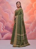 Attractive Green Cotton  Woven Designer Saree - 3