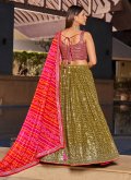 Attractive Green Georgette Embroidered A Line Lehenga Choli for Engagement - 2