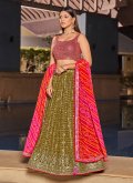 Attractive Green Georgette Embroidered A Line Lehenga Choli for Engagement - 3