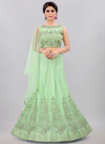 Attractive Green Net Embroidered Lehenga Choli for