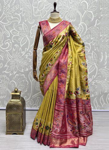 Attractive Green Patola Silk Woven Designer Saree