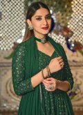 Attractive Green Pure Georgette Embroidered A Line Lehenga Choli for Ceremonial - 2