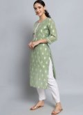 Attractive Green Silk Blend Embroidered Casual Kurti - 2