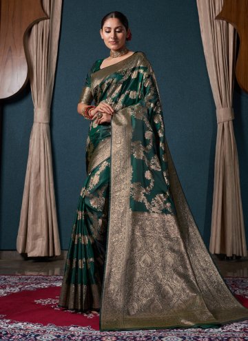 Attractive Green Silk Designer Trendy Saree
